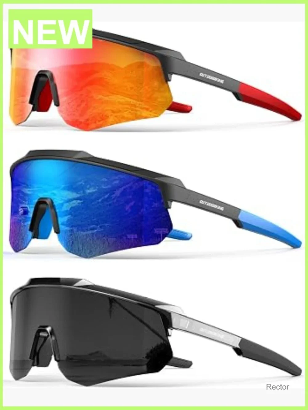 Polarized Sports Sunglasses UV400 One-Piece Lens for Running Cycling Baseball